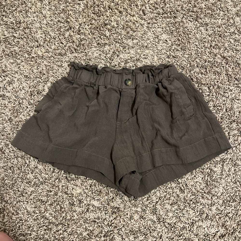 Aqua Army Green Flowy Shorts